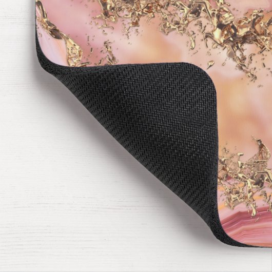 Rose Quarz und Pastellrosa Marmor Mousepad (Ecke)