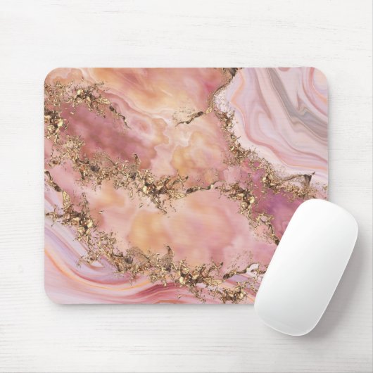 Rose Quarz und Pastellrosa Marmor Mousepad (Mit Mouse)