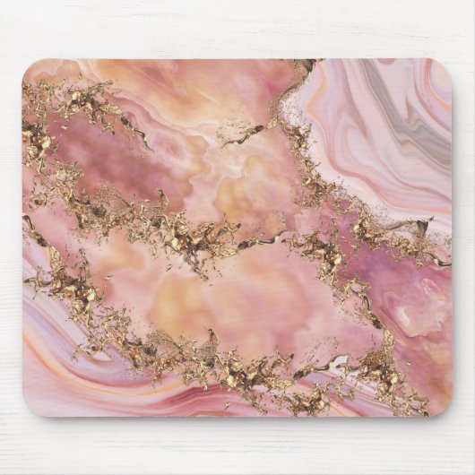 Rose Quarz und Pastellrosa Marmor Mousepad (Vorne)