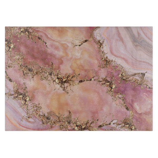 Rose Quarz und Pastellrosa Marmor Schneidebrett (Vorderseite)
