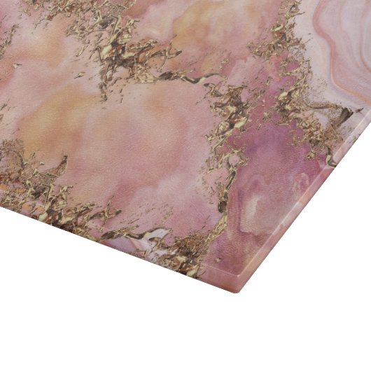 Rose Quarz und Pastellrosa Marmor Schneidebrett (Ecke)