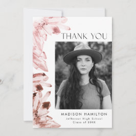 Rose Quarz Wasserfarben Kristalle Foto Abschluss Dankeskarte