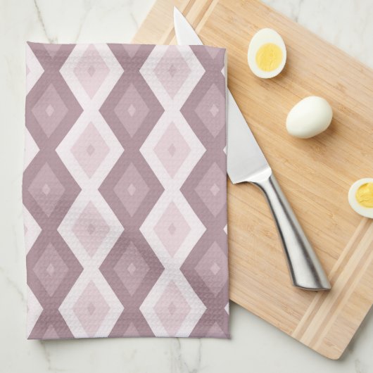 Rose Quarzrosa Rautenmuster Geschirrtuch (Viertel Falte)