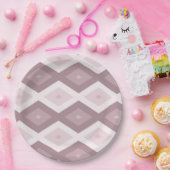 Rose Quarzrosa Rautenmuster Pappteller (Party)