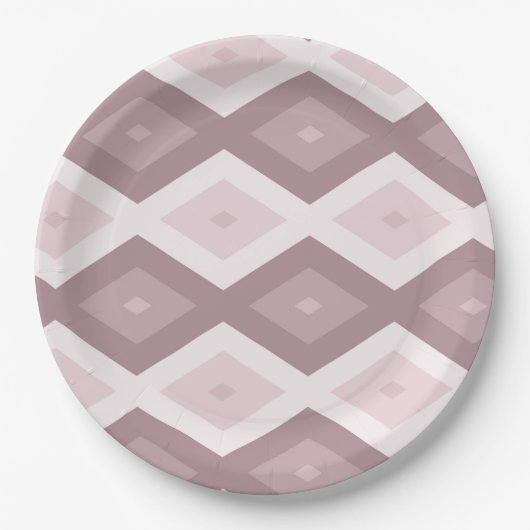 Rose Quarzrosa Rautenmuster Pappteller (Vorderseite)