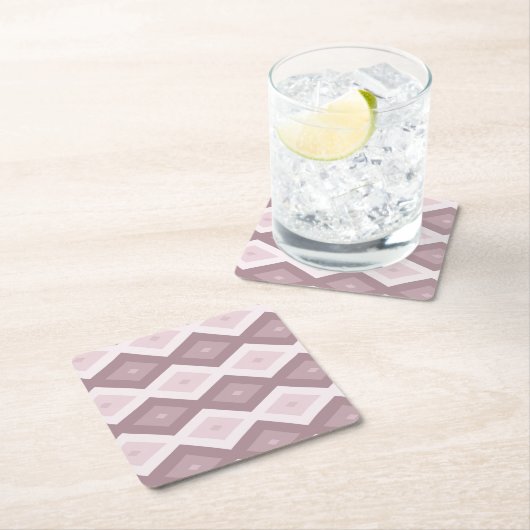 Rose Quarzrosa Rautenmuster Rechteckiger Pappuntersetzer (Vor Ort)