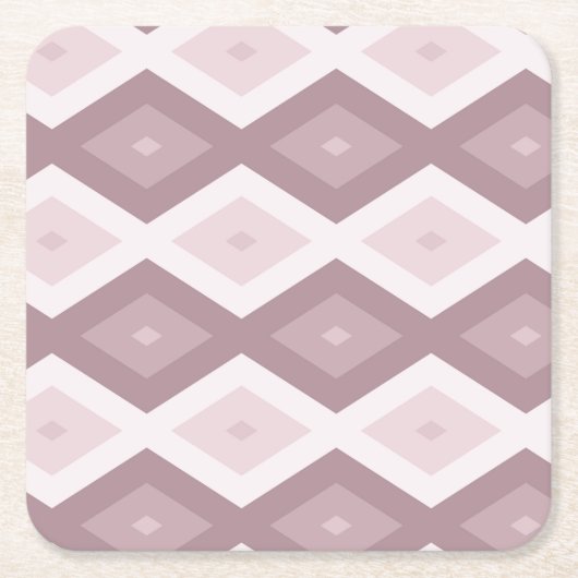 Rose Quarzrosa Rautenmuster Rechteckiger Pappuntersetzer (Vorderseite)