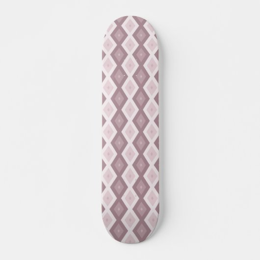 Rose Quarzrosa Rautenmuster Skateboard (Vorne)