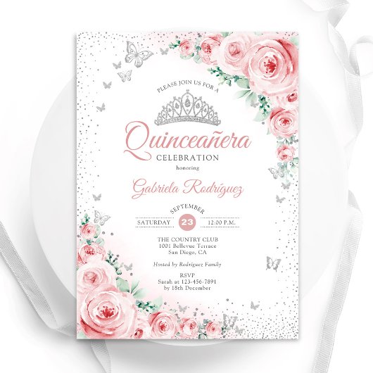 Rose Quinceanera Einladung