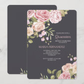 Rose Quinceñera Einladung (Vorne/Hinten)
