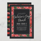 Rose Rahmen Galentinstag Einladung - Schwarz (Vorne/Hinten)