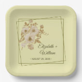 Rose Rahmen – Himmlische Gelbe Hochzeit Pappteller (Vorderseite)