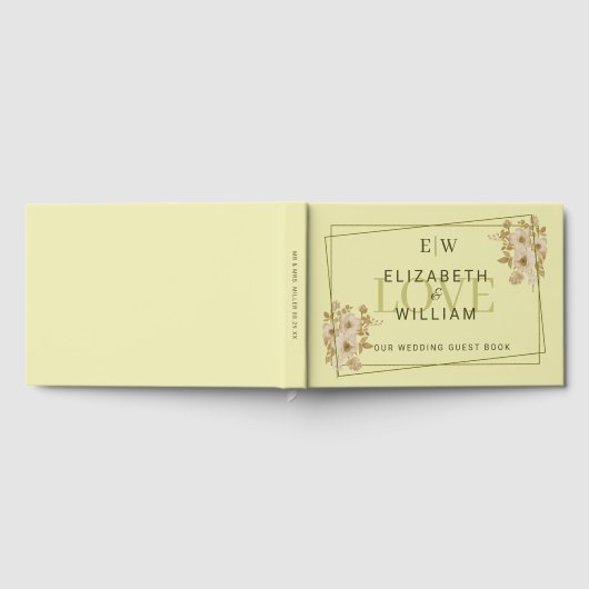 Rose-Rahmen - Mongram, Celestial Yellow Wedding Gästebuch (Voll)