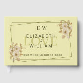 Rose-Rahmen - Mongram, Celestial Yellow Wedding Gästebuch (Vorderseite)
