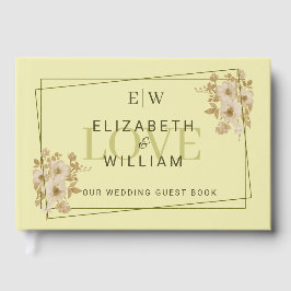 Rose-Rahmen - Mongram, Celestial Yellow Wedding Gästebuch