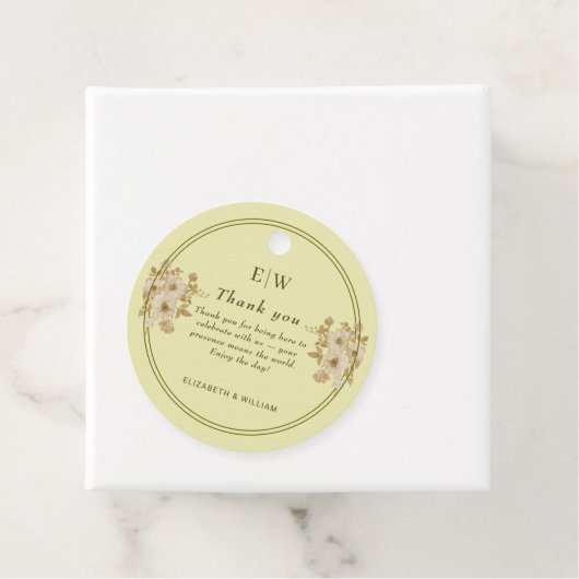 Rose-Rahmen - Mongram, Celestial Yellow Wedding Geschenkanhänger (Beispiel)