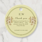 Rose-Rahmen - Mongram, Celestial Yellow Wedding Geschenkanhänger (Vorderseite)