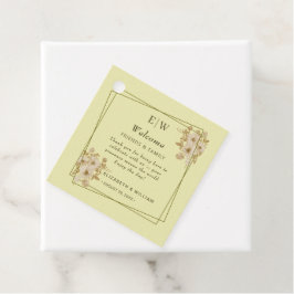 Rose-Rahmen - Mongram, Celestial Yellow Wedding Geschenkanhänger