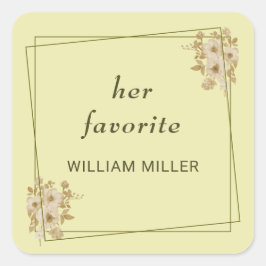 Rose-Rahmen - Mongram, Celestial Yellow Wedding Quadratischer Aufkleber