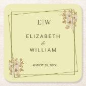 Rose-Rahmen - Mongram, Celestial Yellow Wedding Rechteckiger Pappuntersetzer (Vorderseite)