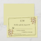 Rose-Rahmen - Mongram, Celestial Yellow Wedding RSVP Karte (Vorne/Hinten)