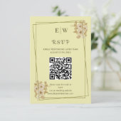 Rose-Rahmen - Mongram, Celestial Yellow Wedding RSVP Karte (Stehend Vorderseite)
