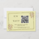 Rose-Rahmen - Mongram, Celestial Yellow Wedding RSVP Karte (Vorderseite)
