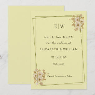 Rose-Rahmen - Mongram, Celestial Yellow Wedding Save The Date