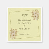 Rose-Rahmen - Mongram, Celestial Yellow Wedding Serviette (Vorderseite)