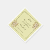 Rose-Rahmen - Mongram, Celestial Yellow Wedding Serviette (Ecke)