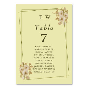 Rose-Rahmen - Mongram, Celestial Yellow Wedding Tischnummer