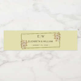 Rose-Rahmen - Mongram, Celestial Yellow Wedding Wasserflaschenetikett
