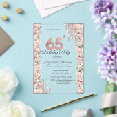 Rose Rahmen Tropfen Rose Gold 65. Geburtstag Acryleinladungen (In Situ (Hochzeit))