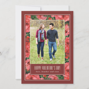 Rose Rahmen Valentinstag Fotokarte - Maroon Einladung