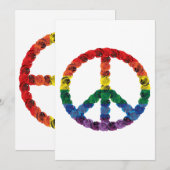 Rose Rainbow Flag Friedenszeichen Einladung (Vorne/Hinten)
