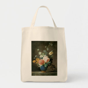 Rose, Ranunculus und andere Blume in einer Blauen Tragetasche