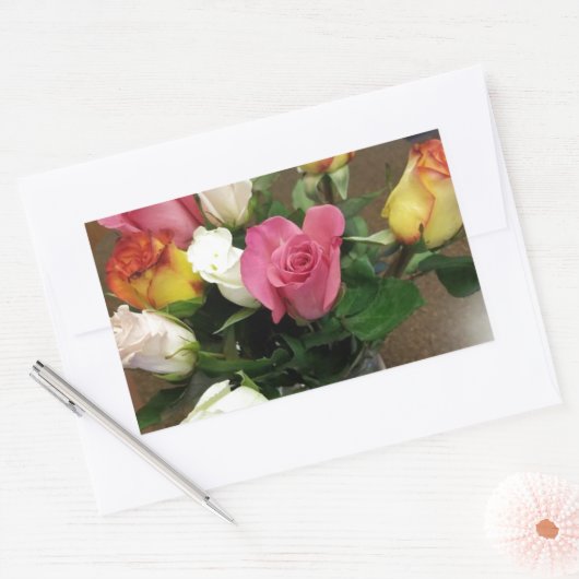 Rose Rechteckiger Aufkleber (Umschlag)