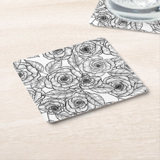 Rose Rechteckiger Pappuntersetzer (angewinkelt)