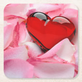 Rose Rechteckiger Pappuntersetzer (Vorderseite)