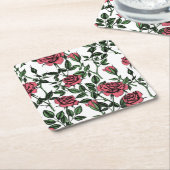 Rose Rechteckiger Pappuntersetzer (angewinkelt)