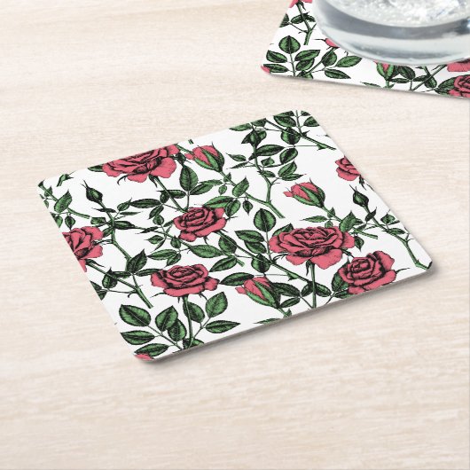 Rose Rechteckiger Pappuntersetzer (angewinkelt)