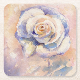 Rose Rechteckiger Pappuntersetzer
