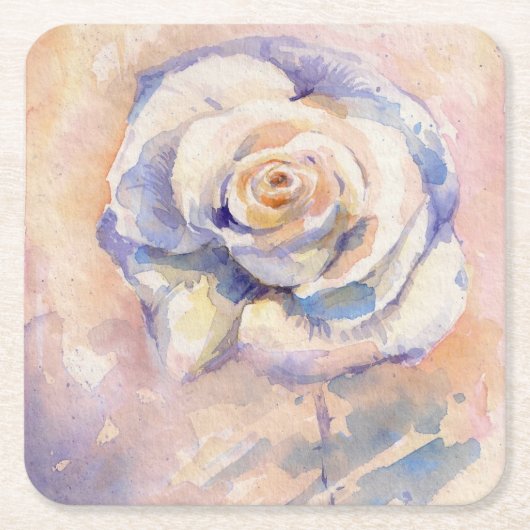 Rose Rechteckiger Pappuntersetzer (Vorderseite)