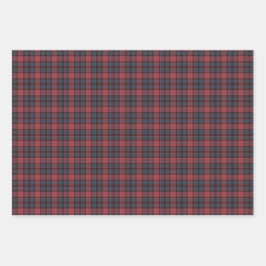 Rose Red Blue Black Plaid Tartan Geschenkpapier Set