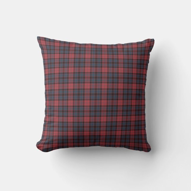 Rose Red Blue Black Plaid Tartan Kissen (Vorderseite)