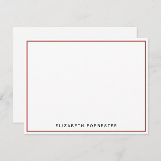 Rose Red Classic Single Border Mitteilungskarte (Vorne/Hinten)