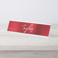 Rose Red Foil Modern Brush Script Vorname