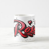 Rose red Heart Graffiti Tasse Kaffeetasse (Mittel)