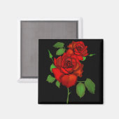 Rose Red Illustration Magnet (Vorderseite/Rückseite)