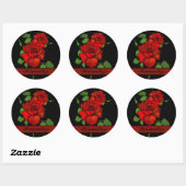 Rose Red Illustration Personalize Runder Aufkleber (Blatt)